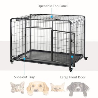 Foto 6 | Jaula Para Perros Pawhut, Diseño Plegable, Metal Pesado, 88 Libras - Venta Internacional.