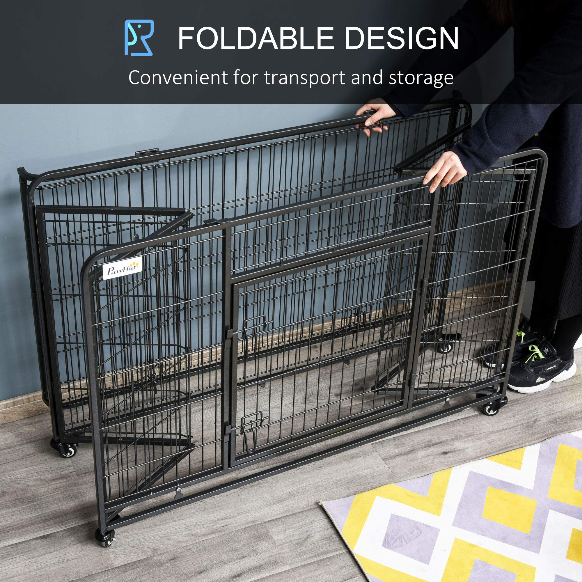 Foto 7 | Jaula Para Perros Pawhut, Diseño Plegable, Metal Pesado, 88 Libras - Venta Internacional.