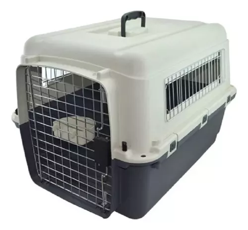 Transportadora Kennel Mediana P/perro Importada Gris Sunny