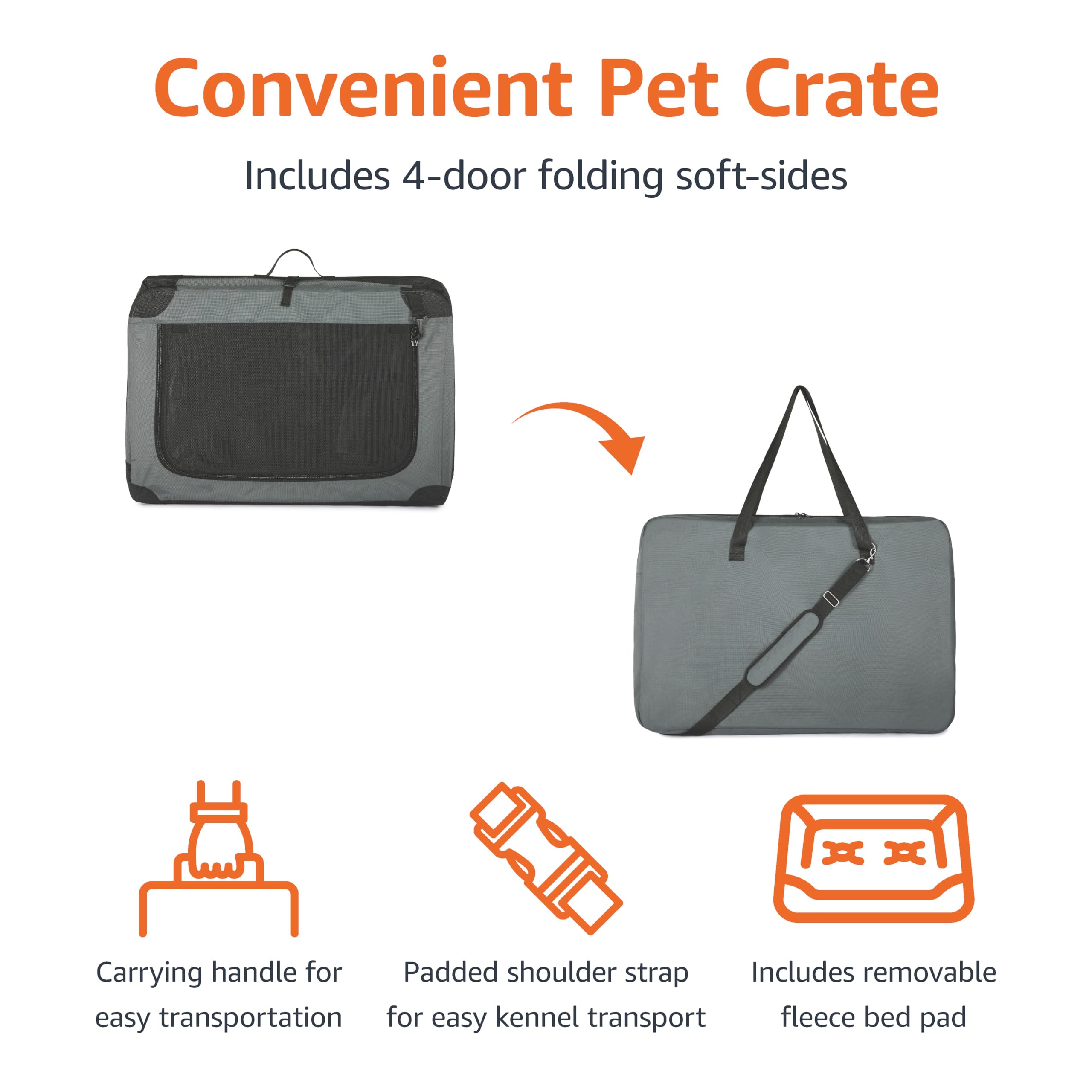 Foto 5 | Jaula de Viaje Plegable Portátil Amazon Basics Grey S - Venta Internacional