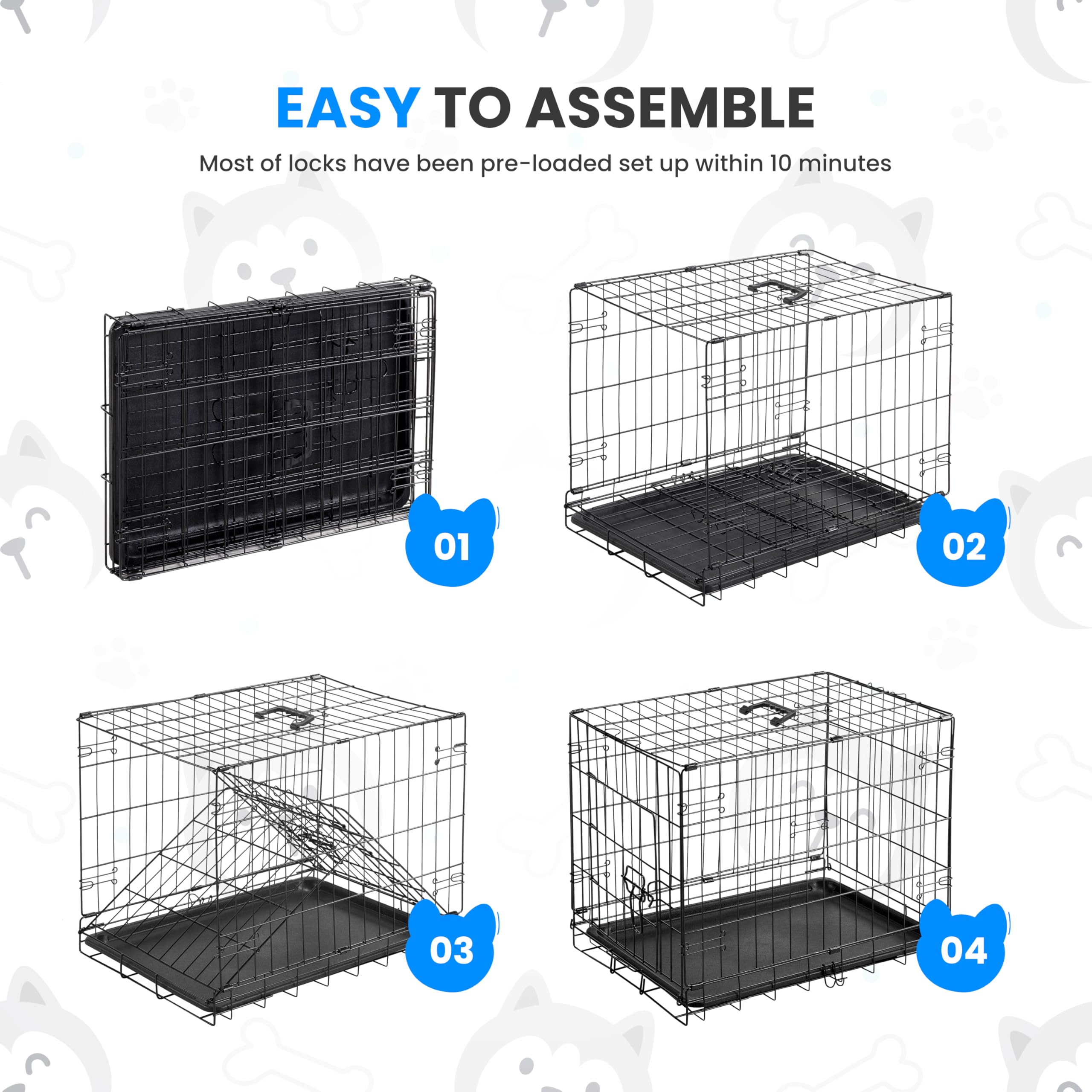 Foto 3 pulgar | Jaula Para Perros Simple Deluxe De 60 Cm Con Una Sola Puerta Y Bandeja De Plástico - Venta Internacional.