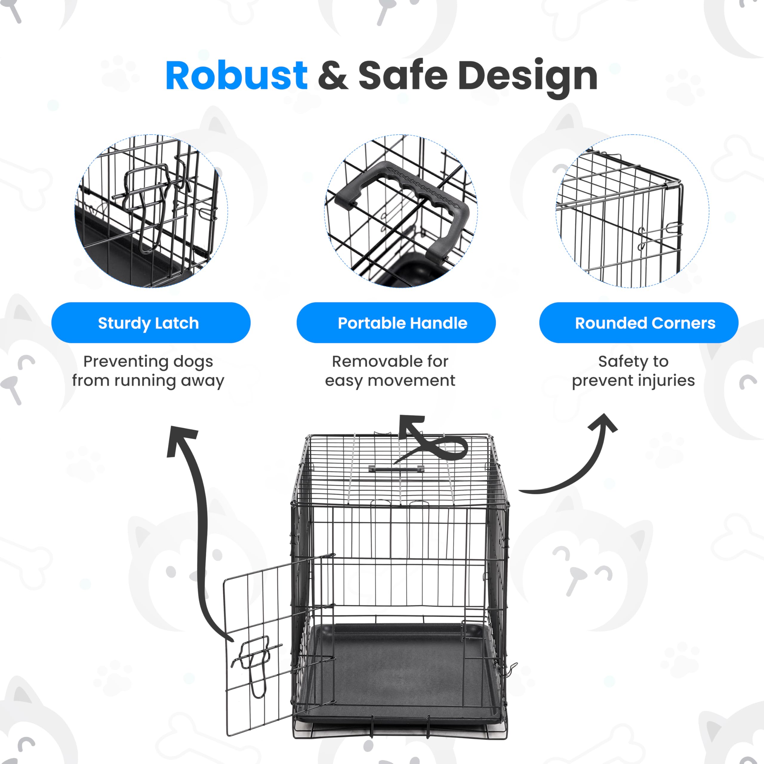 Foto 5 pulgar | Jaula Para Perros Simple Deluxe De 60 Cm Con Una Sola Puerta Y Bandeja De Plástico - Venta Internacional.