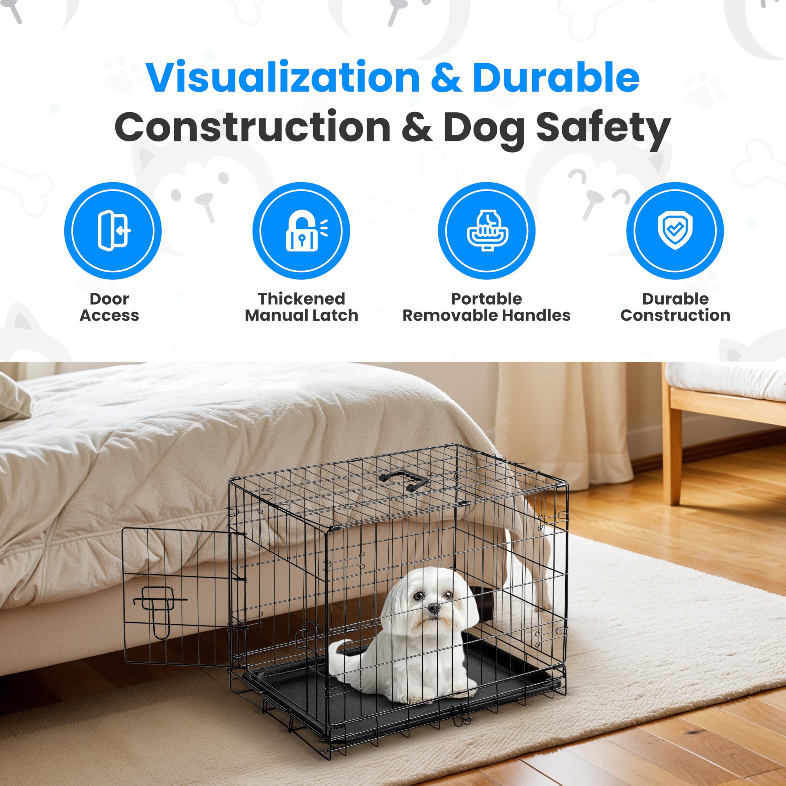 Foto 7 pulgar | Jaula Para Perros Simple Deluxe De 60 Cm Con Una Sola Puerta Y Bandeja De Plástico - Venta Internacional.