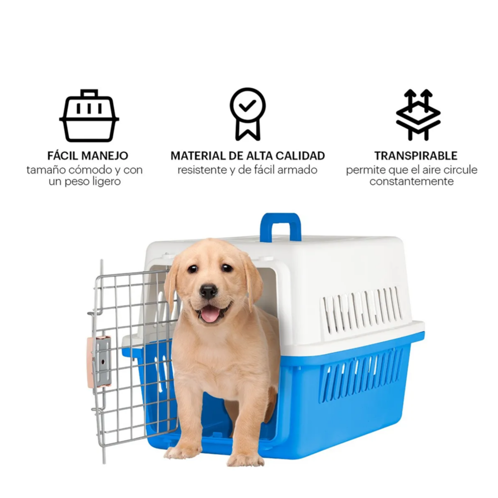 Foto 3 pulgar | Jaula Transportadora Mascotas Rectangular Belug,  Azul Cielo Blanco