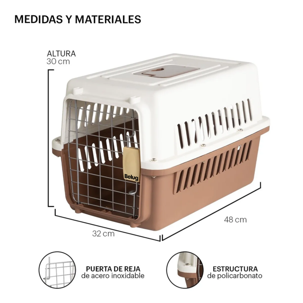 Foto 3 pulgar | Jaula Transportadora Mascotas Rectangular Belug,  Cafe Blanco