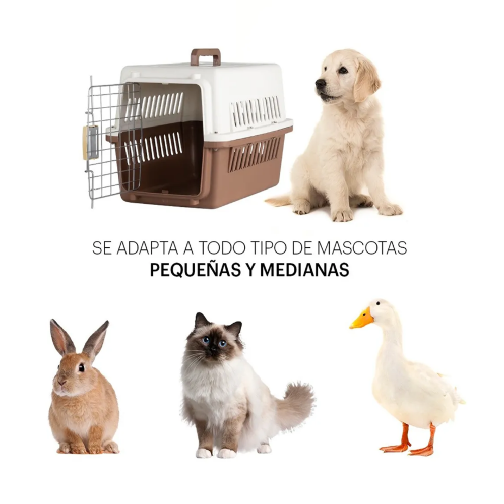 Foto 5 pulgar | Jaula Transportadora Mascotas Rectangular Belug,  Cafe Blanco