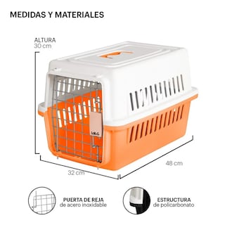 Foto 2 | Jaula Transportadora Mascotas Rectangular Lab.g, Naranja Blanco
