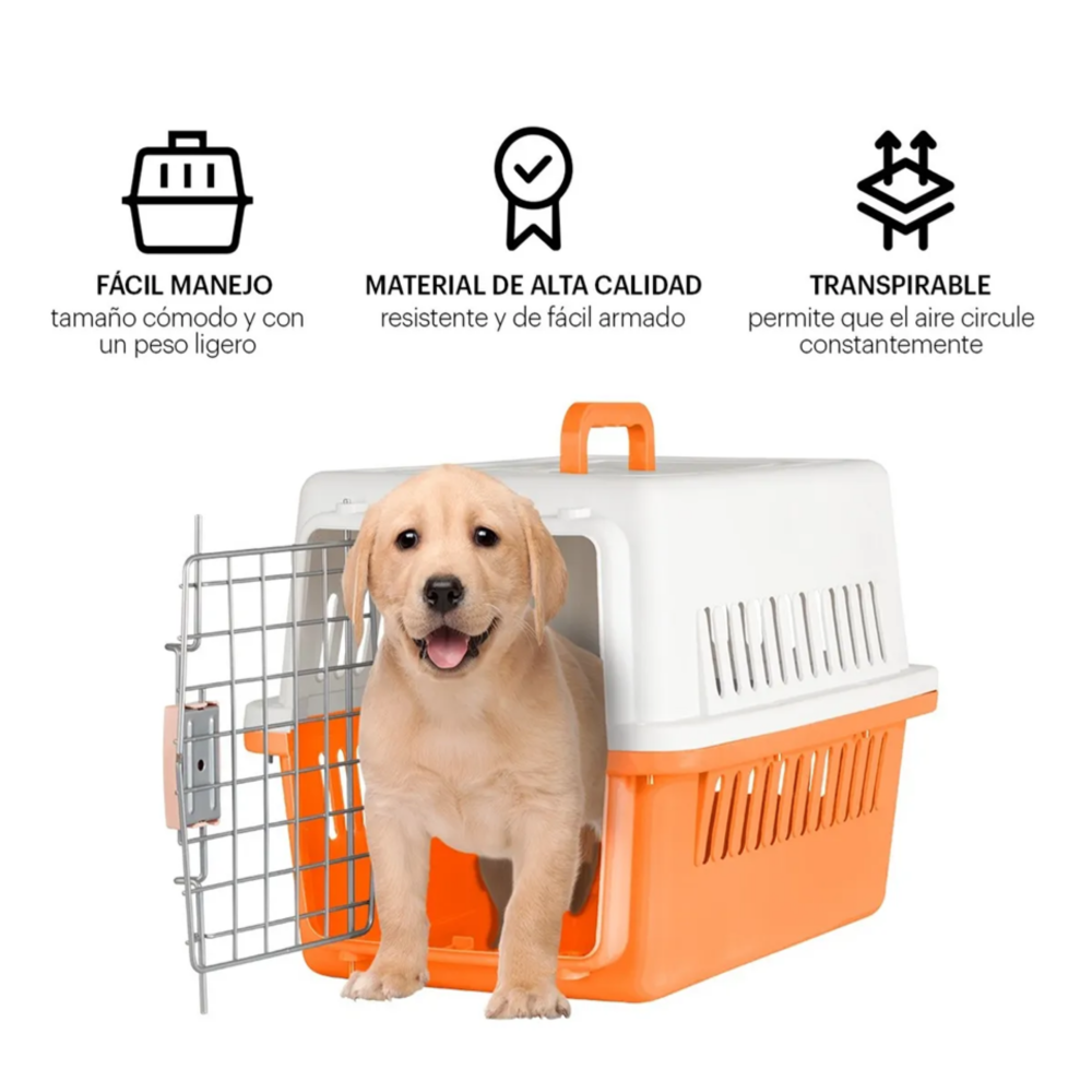 Foto 4 pulgar | Jaula Transportadora Mascotas Rectangular Lab.g,  Naranja Blanco