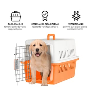 Foto 3 | Jaula Transportadora Mascotas Rectangular Lab.g, Naranja Blanco