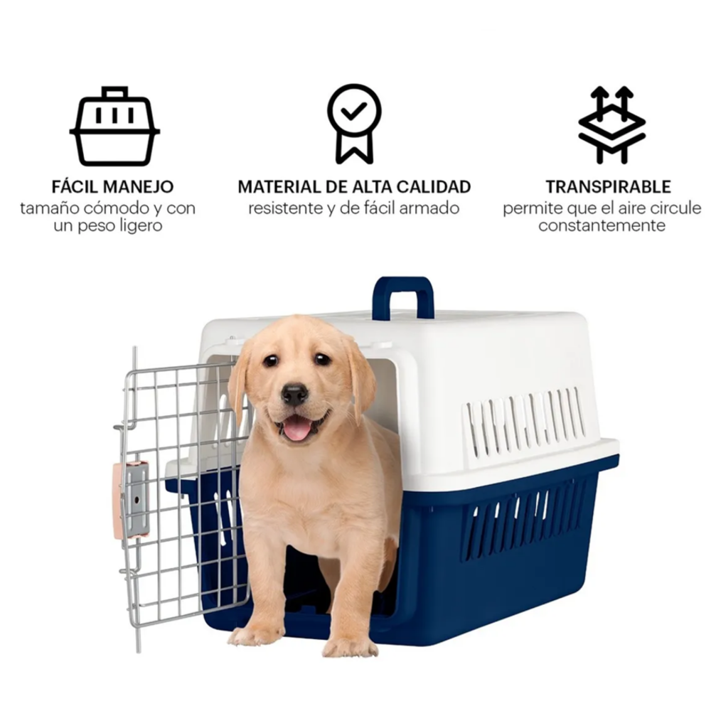 Foto 4 pulgar | Jaula Transportadora Mascotas Rectangular Belug, Azul Marino Blanco