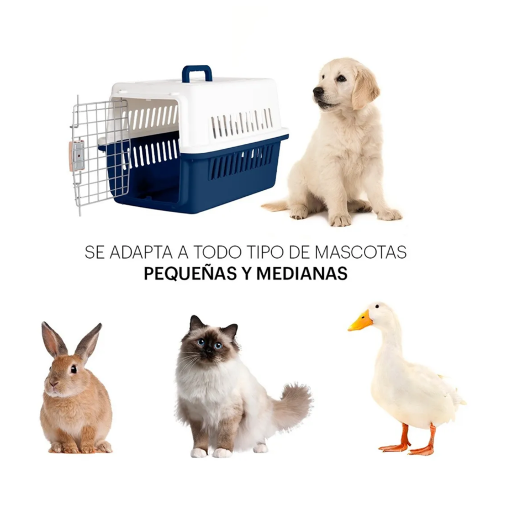 Foto 5 pulgar | Jaula Transportadora Mascotas Rectangular Belug, Azul Marino Blanco