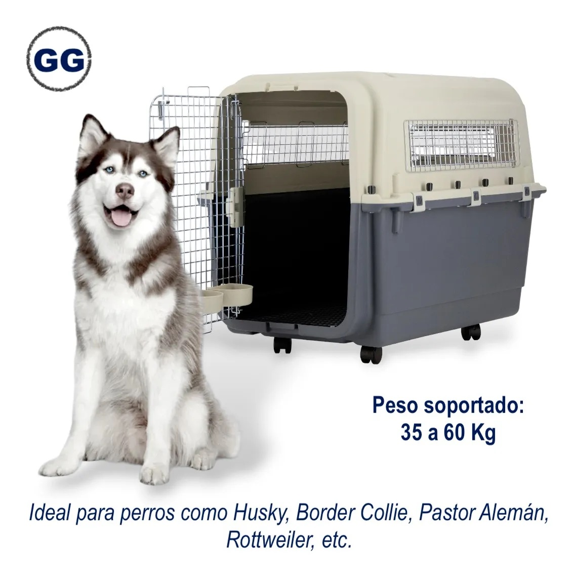 Foto 4 pulgar | Jaula Transportadora Para Perro Extra Grande Reforzada Con Puerta Y Rejillas De Metal Con Ruedas  100 X 67 X 80cm