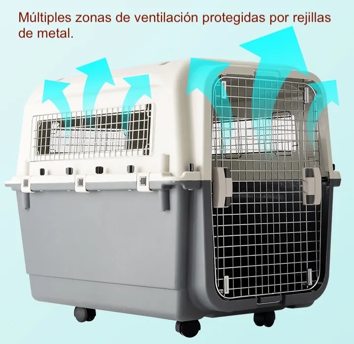 Foto 5 pulgar | Jaula Transportadora Para Perro Extra Grande Reforzada Con Puerta Y Rejillas De Metal Con Ruedas  100 X 67 X 80cm