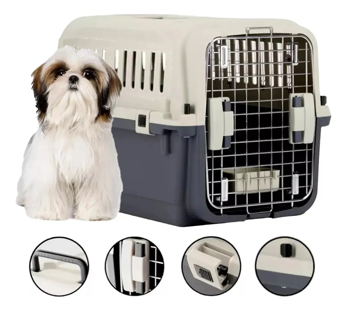 Foto 2 pulgar | Jaula Transportadora Para Viaje Perro Mascota Kennel Mediana 60 × 40 Cm