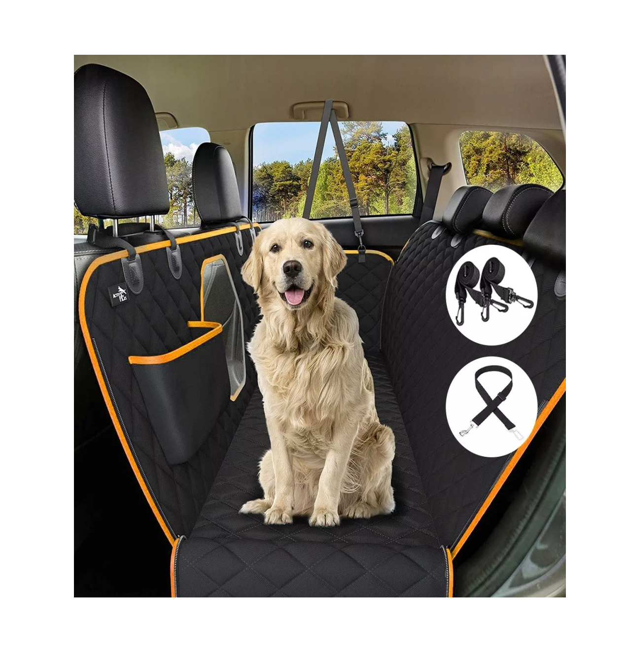 Foto 2 | Cubre Asientos De Auto Para Perro/mascotas Fuda Impermeable Negro/naranja