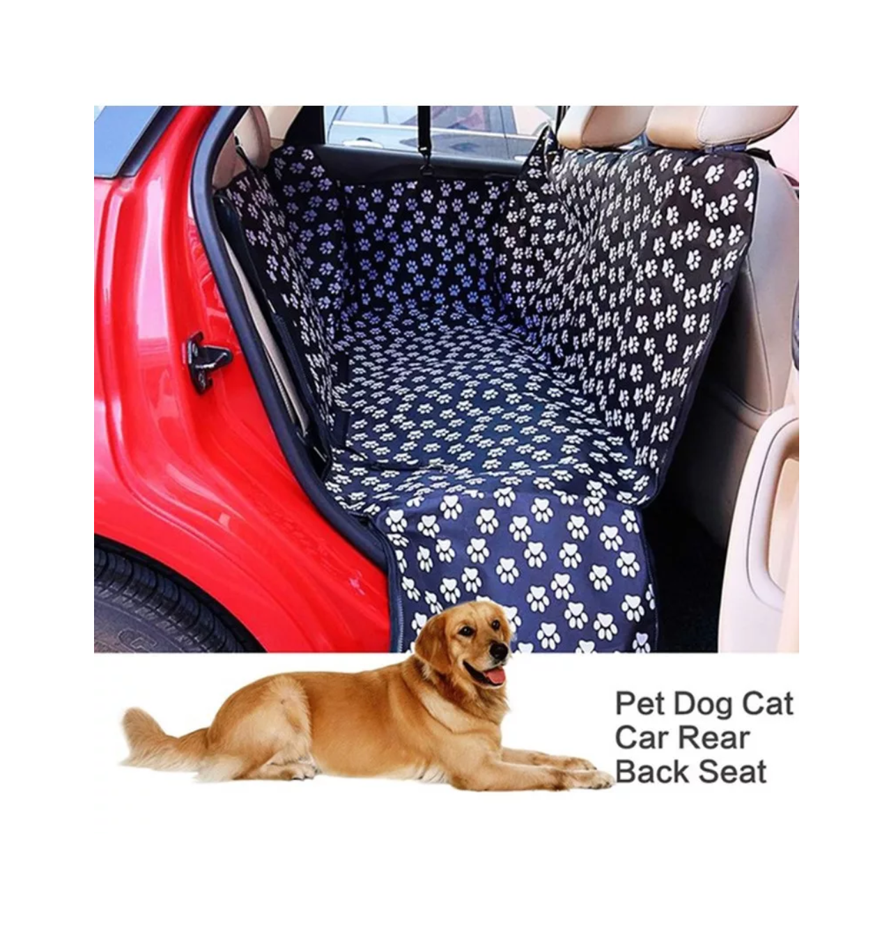 Foto 3 | Funda Impermeable Para Asiento De Auto, Mascota Negro Huellas Blancas