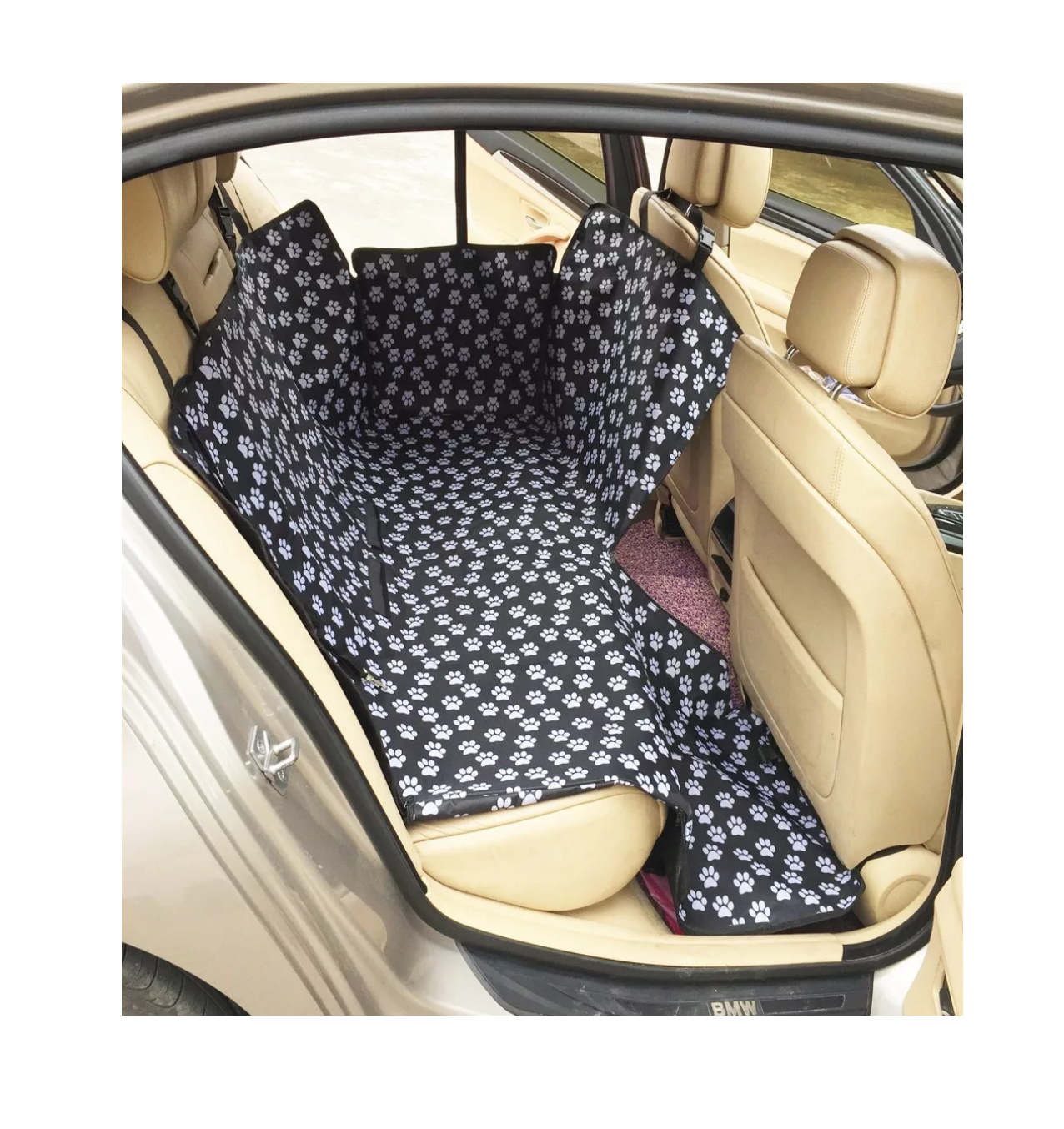 Foto 4 | Funda Impermeable Para Asiento De Auto, Mascota Negro Huellas Blancas