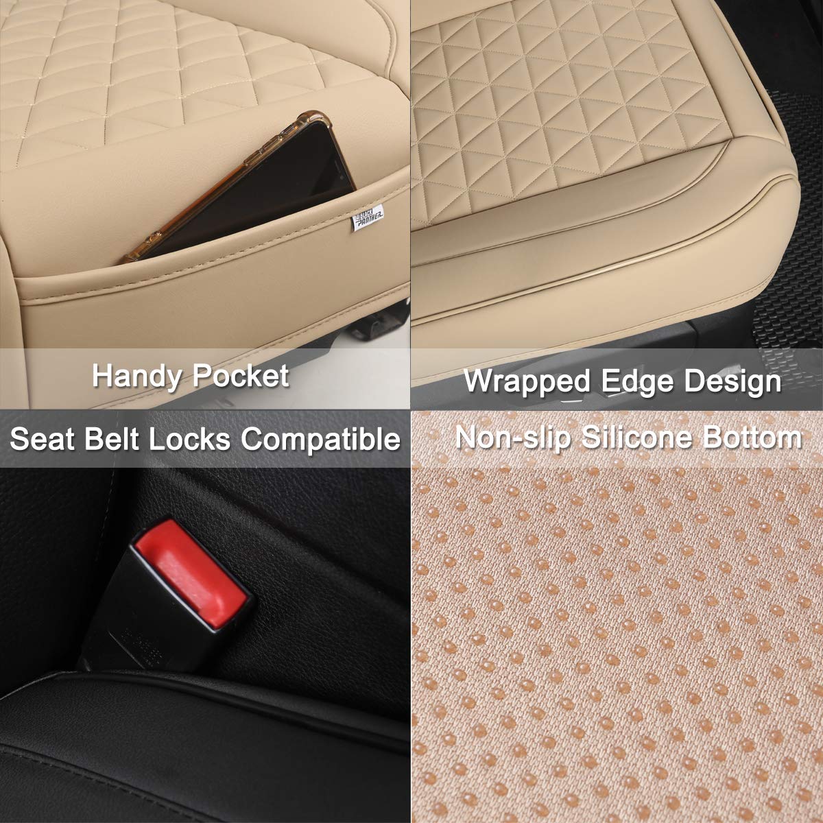 Foto 6 pulgar | Funda De Asiento De Coche Black Panther Luxury, Piel Sintética, Beige, 1 Unidad - Venta Internacional.