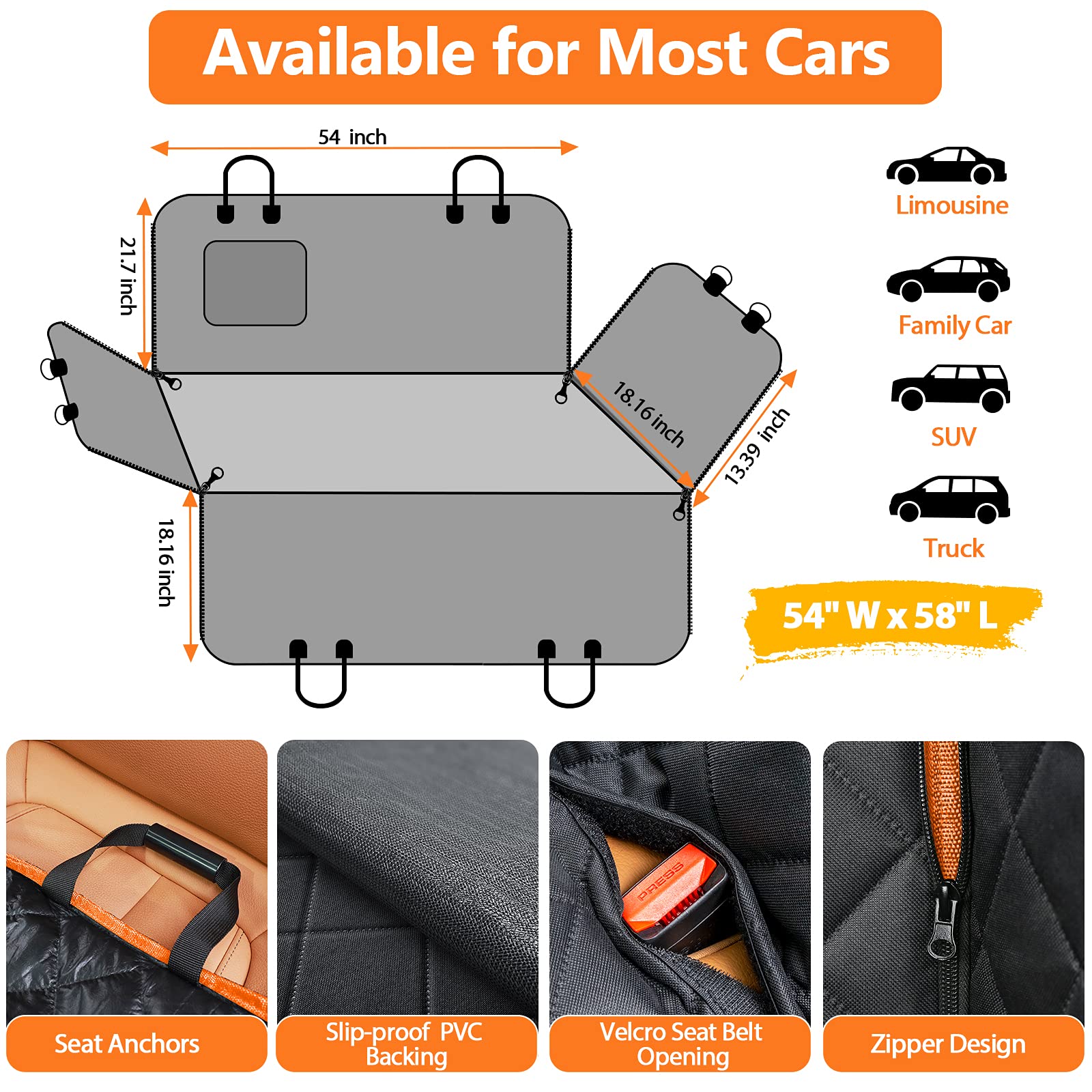 Foto 6 | Funda De Asiento De Coche Para Perros Urpower, 100% Impermeable, Hamaca 600d - Venta Internacional.