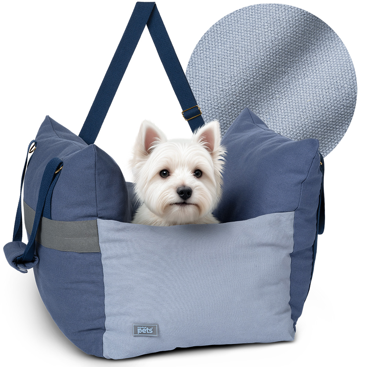 Asiento De Seguridad De Automovil Para Perro Mascotas Esquimal Azul-azul Claro