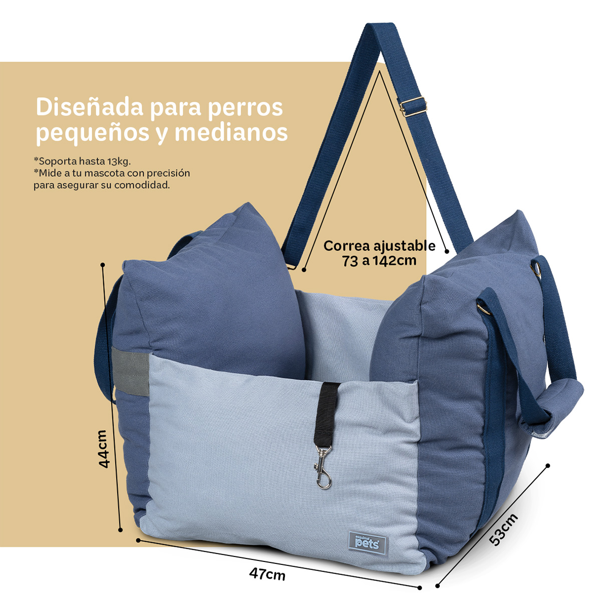 Foto 6 pulgar | Asiento De Seguridad De Automovil Para Perro Mascotas Esquimal Azul-azul Claro