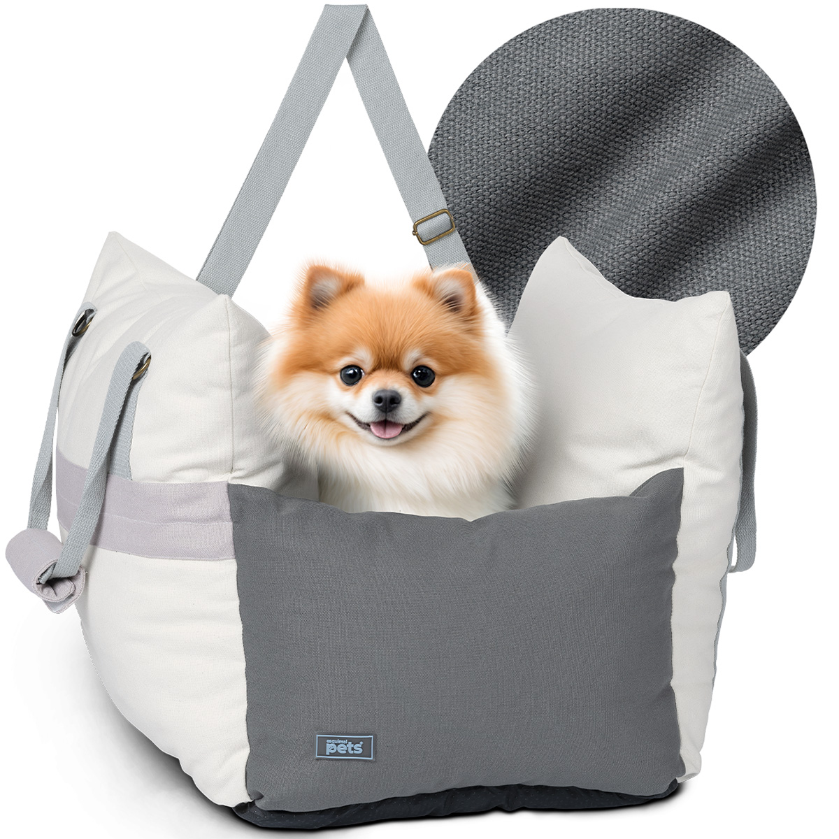 Asiento De Seguridad De Automovil Para Perro Mascotas Esquimal Gris-hueso