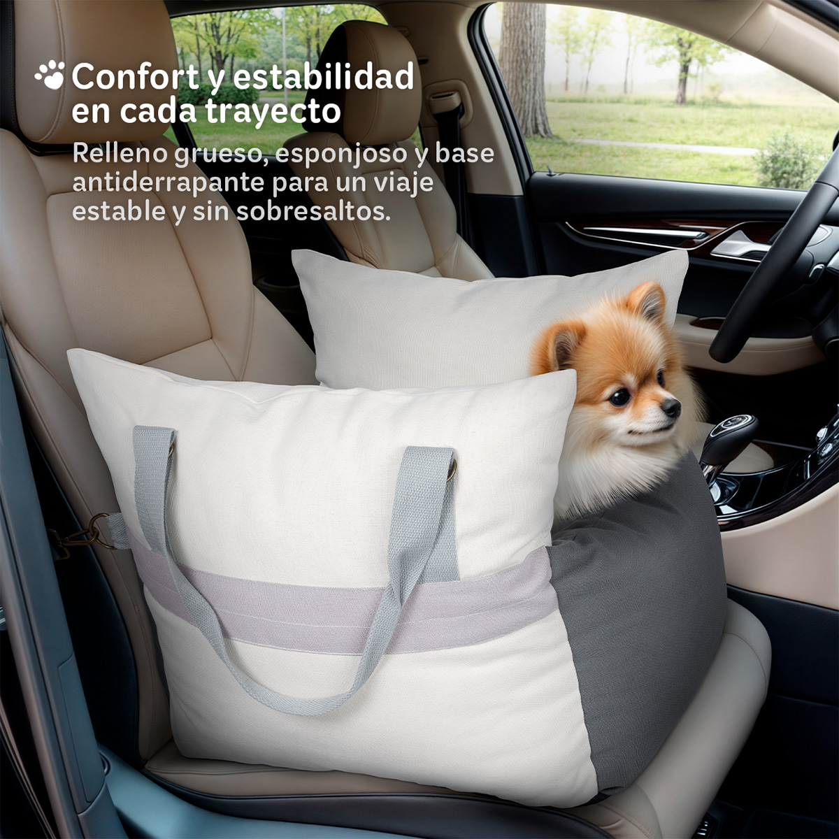 Foto 3 pulgar | Asiento De Seguridad De Automovil Para Perro Mascotas Esquimal Gris-hueso