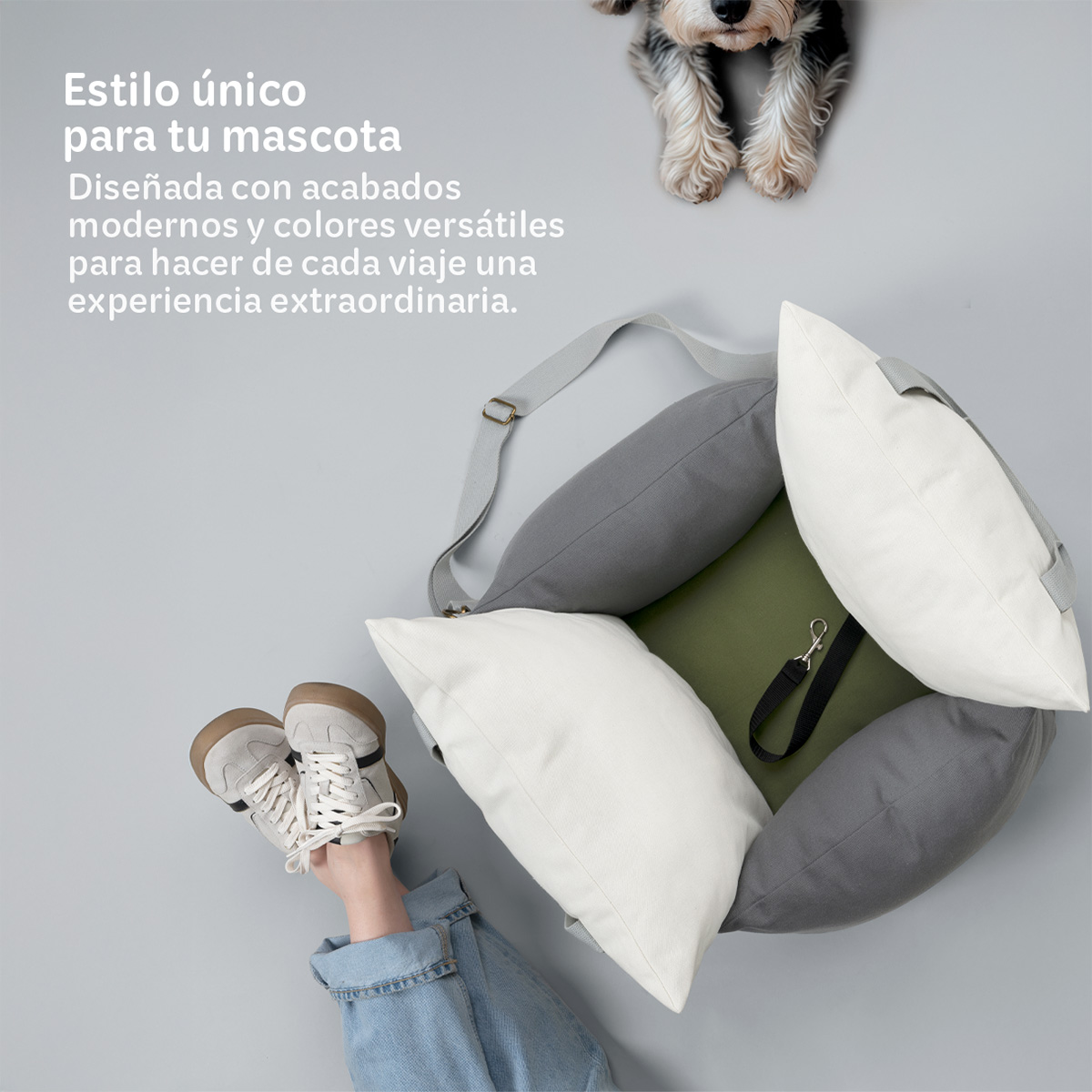 Foto 5 pulgar | Asiento De Seguridad De Automovil Para Perro Mascotas Esquimal Gris-hueso