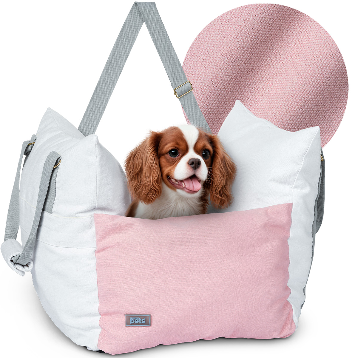 Asiento De Seguridad De Automovil Para Perro Mascotas Esquimal Blanco-rosa