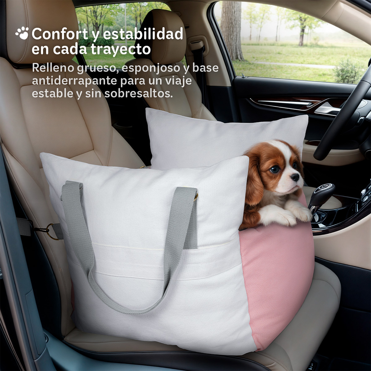Foto 3 pulgar | Asiento De Seguridad De Automovil Para Perro Mascotas Esquimal Blanco-rosa