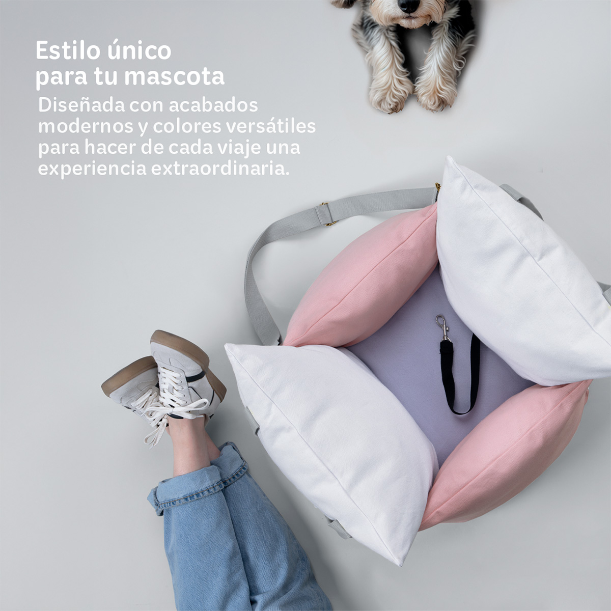 Foto 5 pulgar | Asiento De Seguridad De Automovil Para Perro Mascotas Esquimal Blanco-rosa