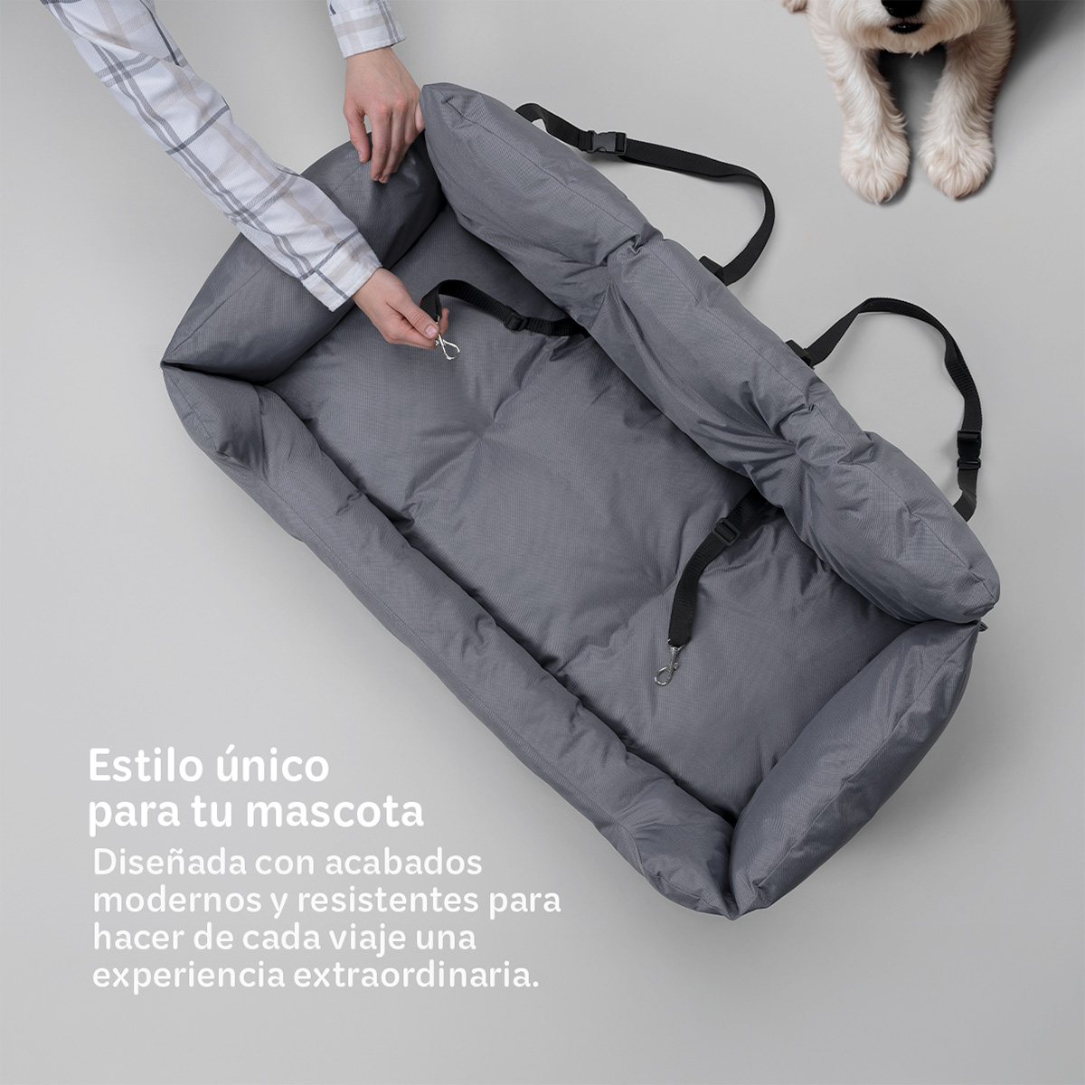 Foto 5 pulgar | Asiento De Seguridad De Automovil Para Perro Grande Mascotas Esquimal Gris