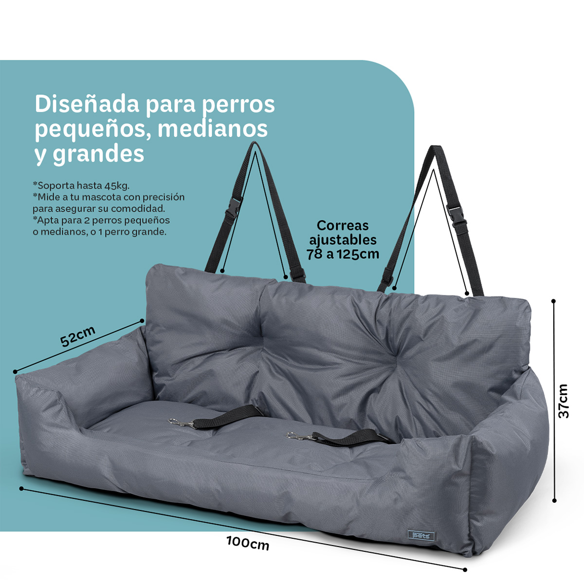 Foto 6 pulgar | Asiento De Seguridad De Automovil Para Perro Grande Mascotas Esquimal Gris