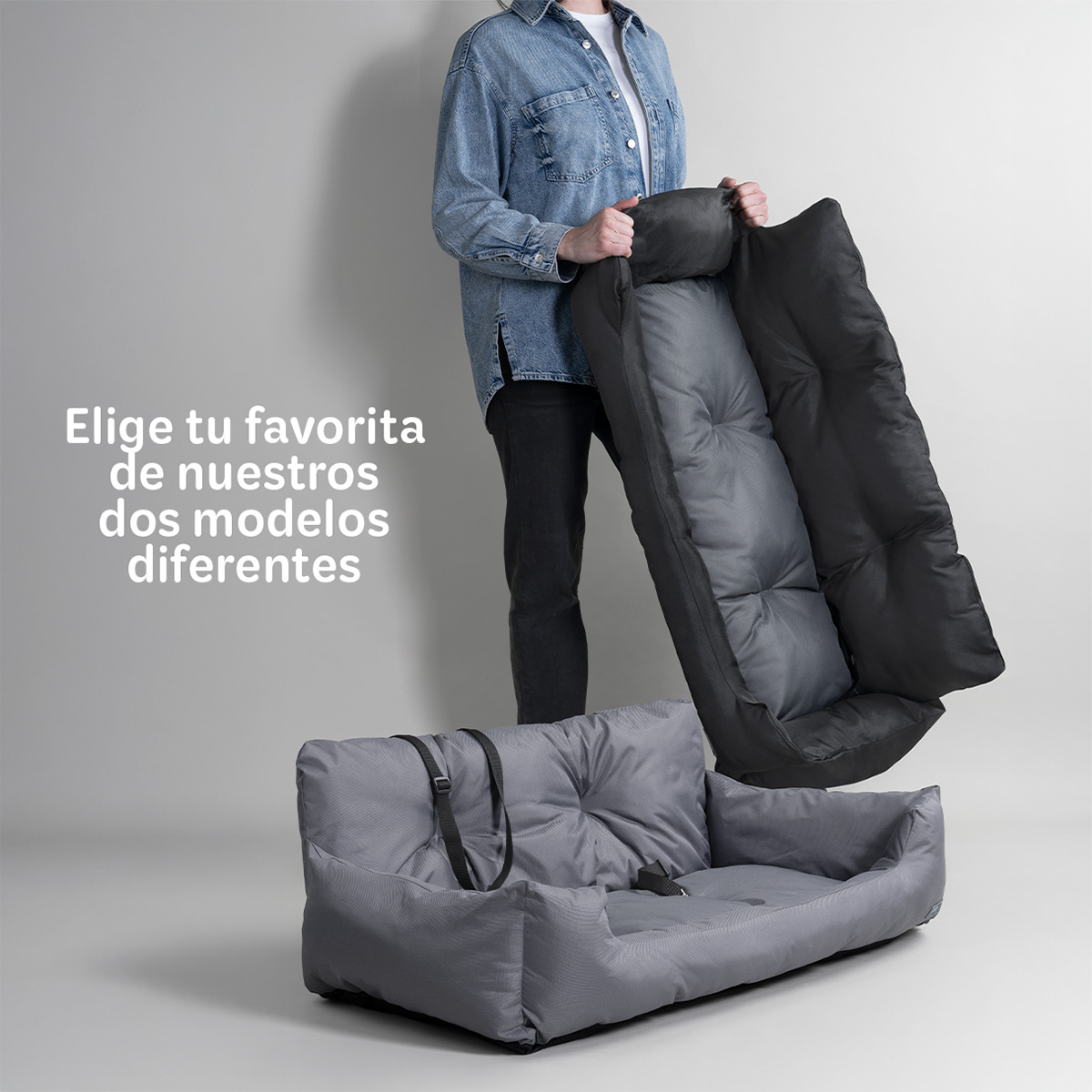 Foto 7 pulgar | Asiento De Seguridad De Automovil Para Perro Grande Mascotas Esquimal Gris