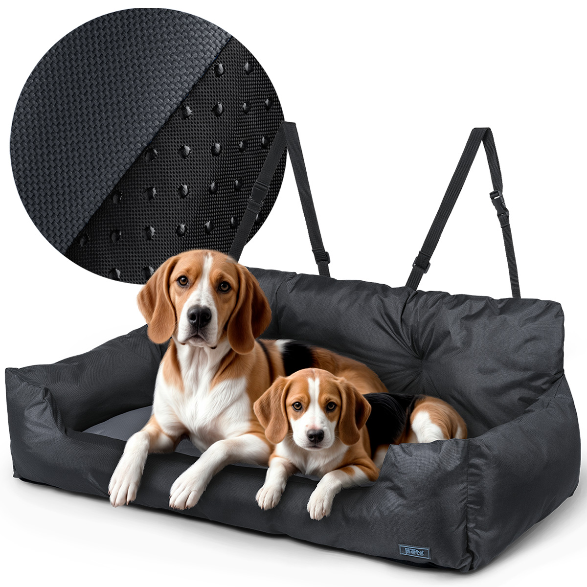 Asiento De Seguridad De Automovil Para Perro Grande Mascotas Esquimal Negro-gris