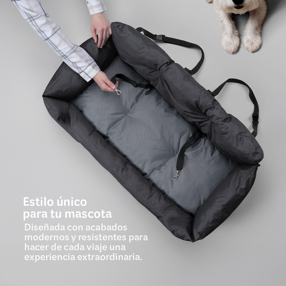 Foto 5 pulgar | Asiento De Seguridad De Automovil Para Perro Grande Mascotas Esquimal Negro-gris