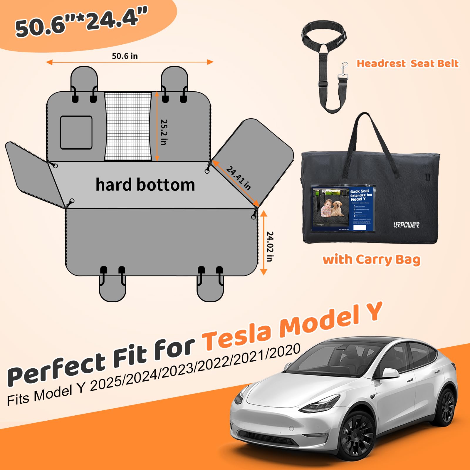 Foto 8 pulgar | Extensor De Asiento Trasero Para Perros Urpower Para Tesla Model Y, Resistente Al Agua - Venta Internacional.