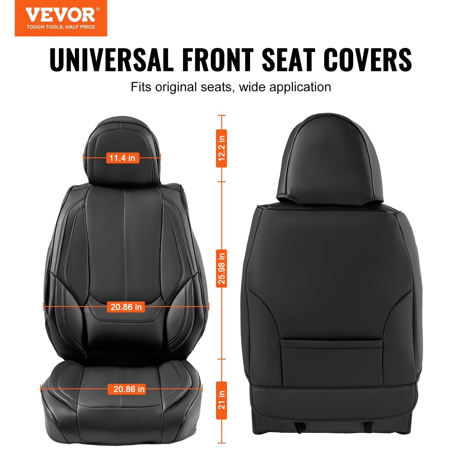Foto 3 pulgar | Fundas De Asiento De Coche Vevor Universales Para Asientos Delanteros De Piel Sintética - Venta Internacional.