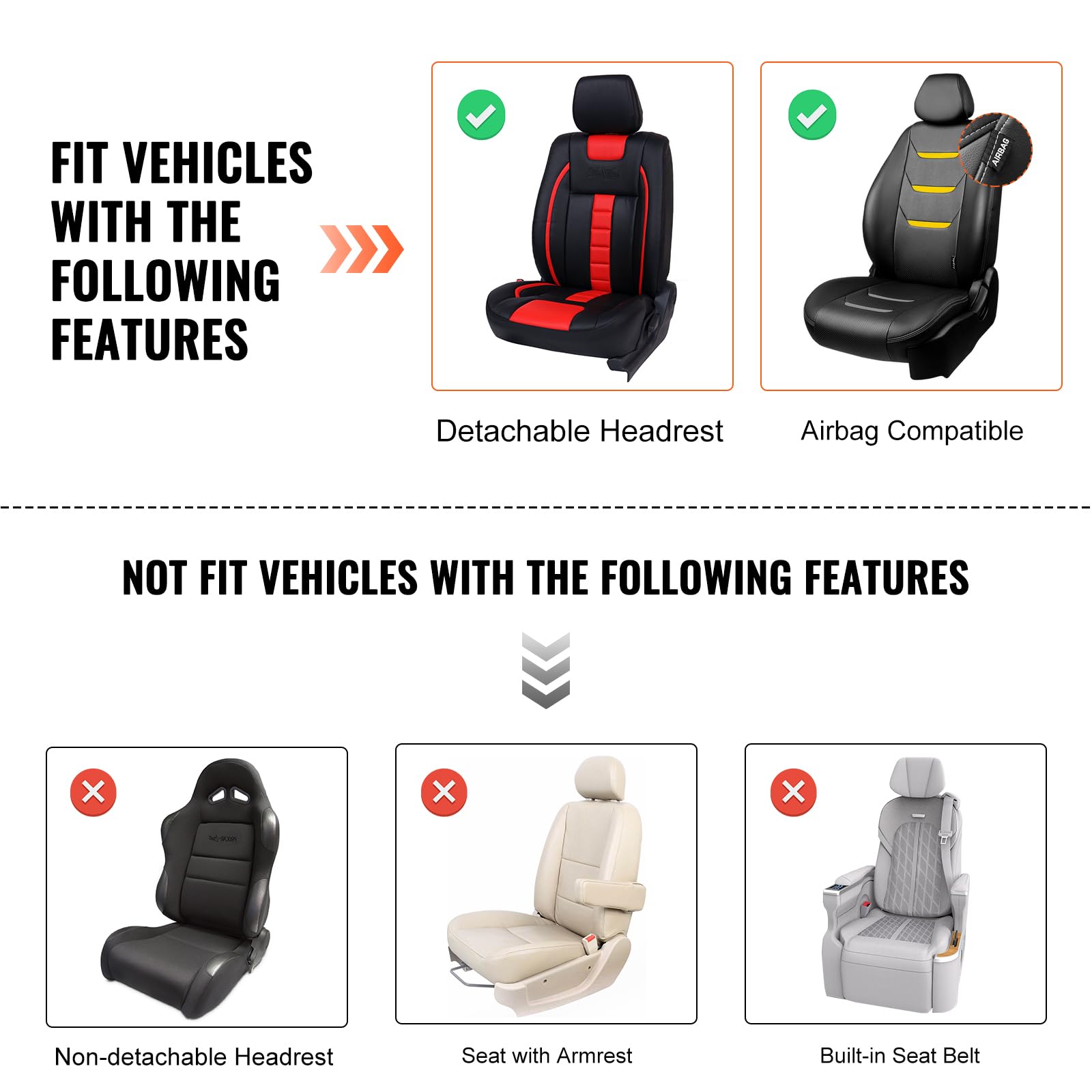 Foto 7 pulgar | Fundas De Asiento De Coche Vevor Universales Para Asientos Delanteros De Piel Sintética - Venta Internacional.