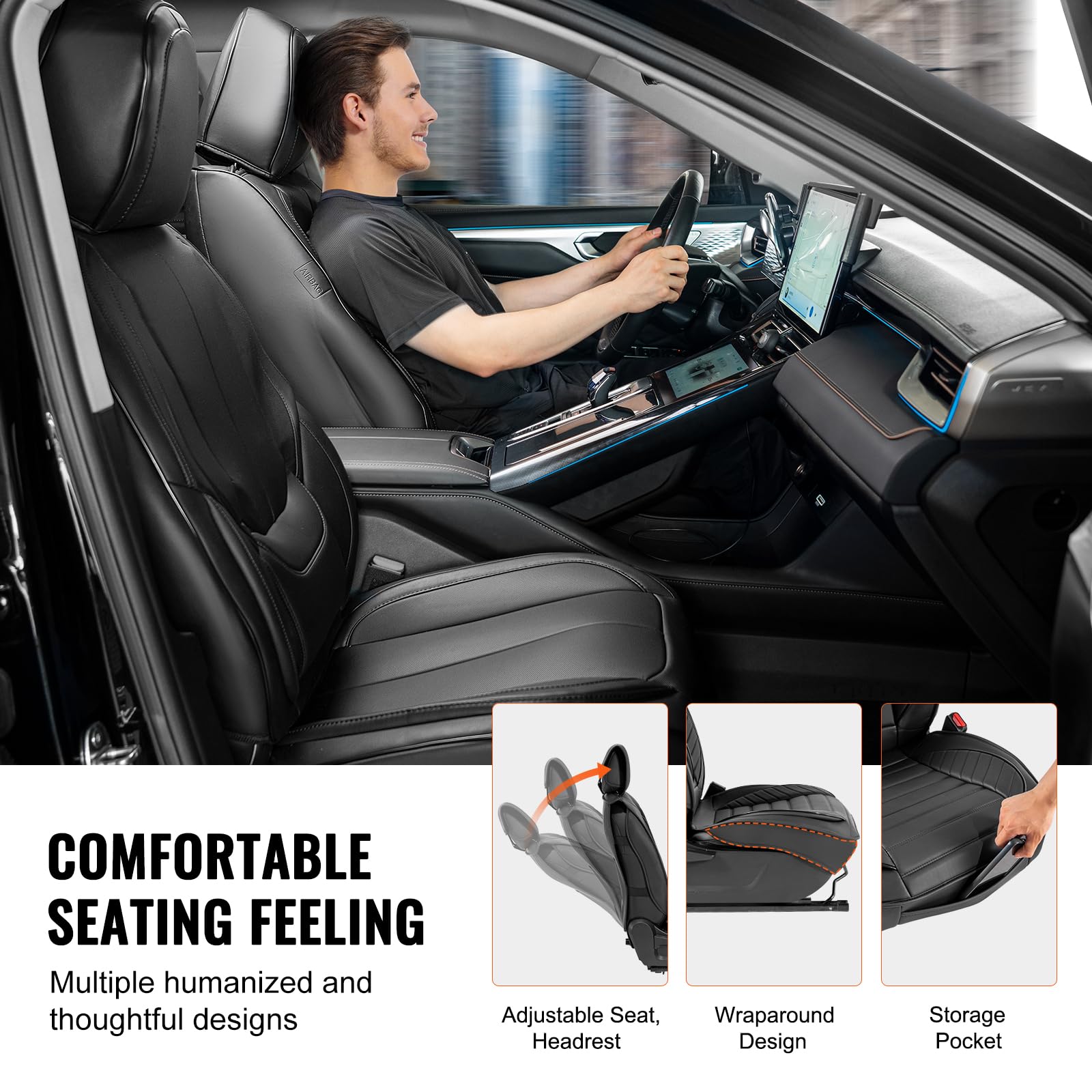 Foto 8 pulgar | Fundas De Asiento De Coche Vevor Universales Para Asientos Delanteros De Piel Sintética - Venta Internacional.