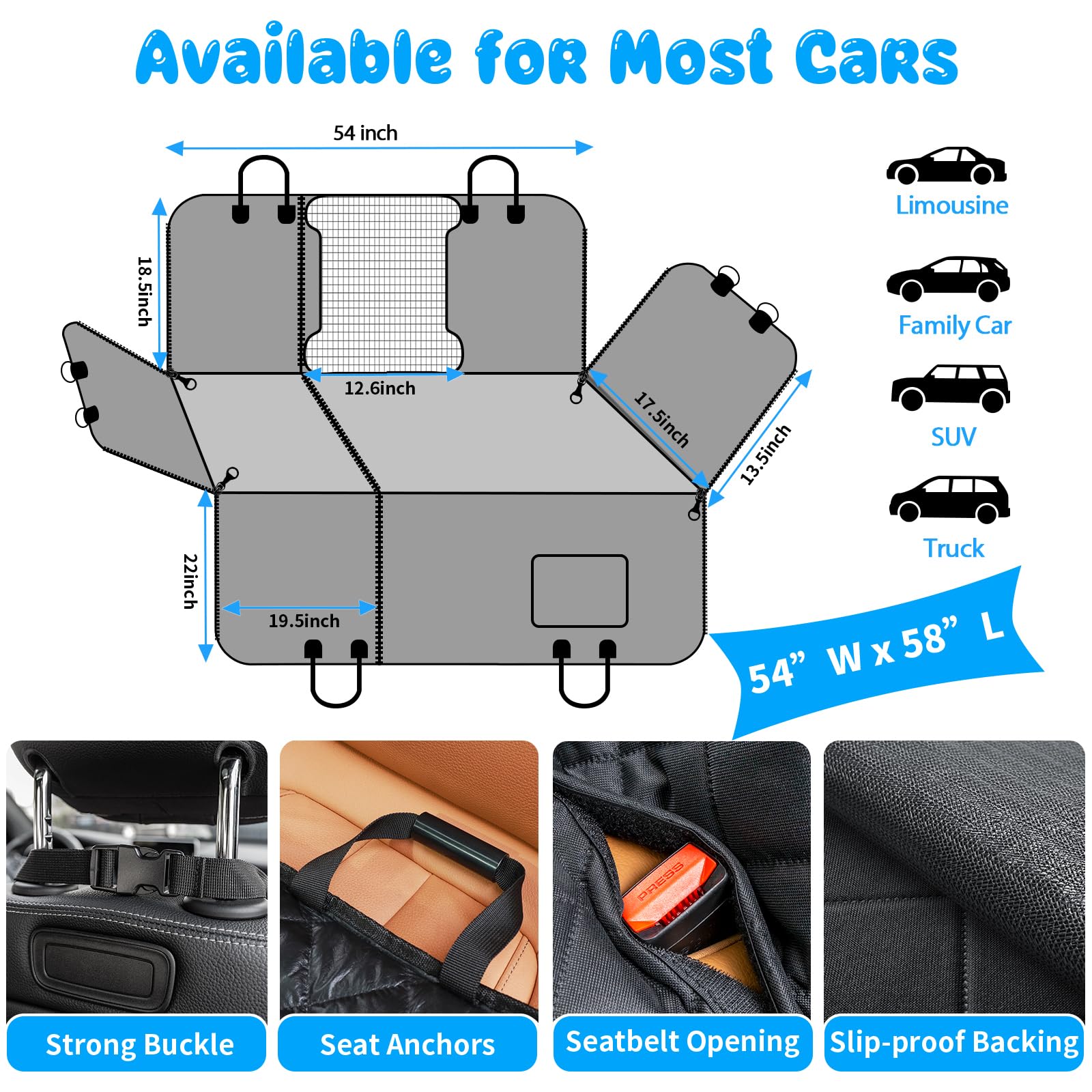 Foto 7 pulgar | Funda De Asiento De Coche Para Perros Urpower 6 En 1, Impermeable, 54 X 58 Pulgadas - Venta Internacional.