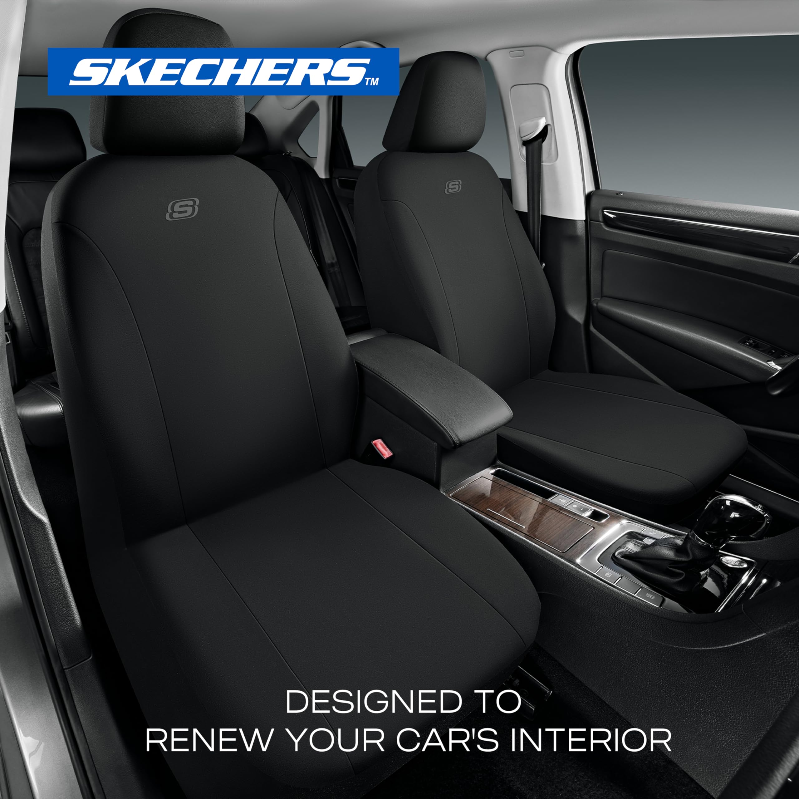 Foto 3 pulgar | Fundas Para Asientos De Coche Skechers Premium, Poliéster Transpirable, Color Negro - Venta Internacional.