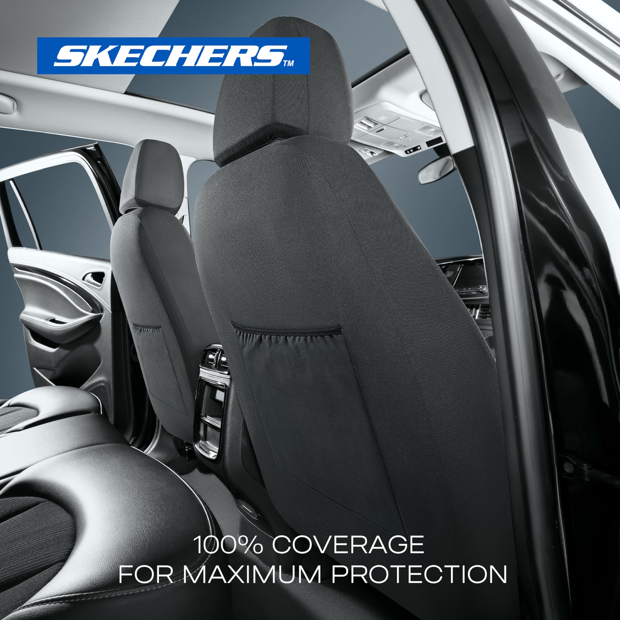 Foto 6 pulgar | Fundas Para Asientos De Coche Skechers Premium, Poliéster Transpirable, Color Negro - Venta Internacional.