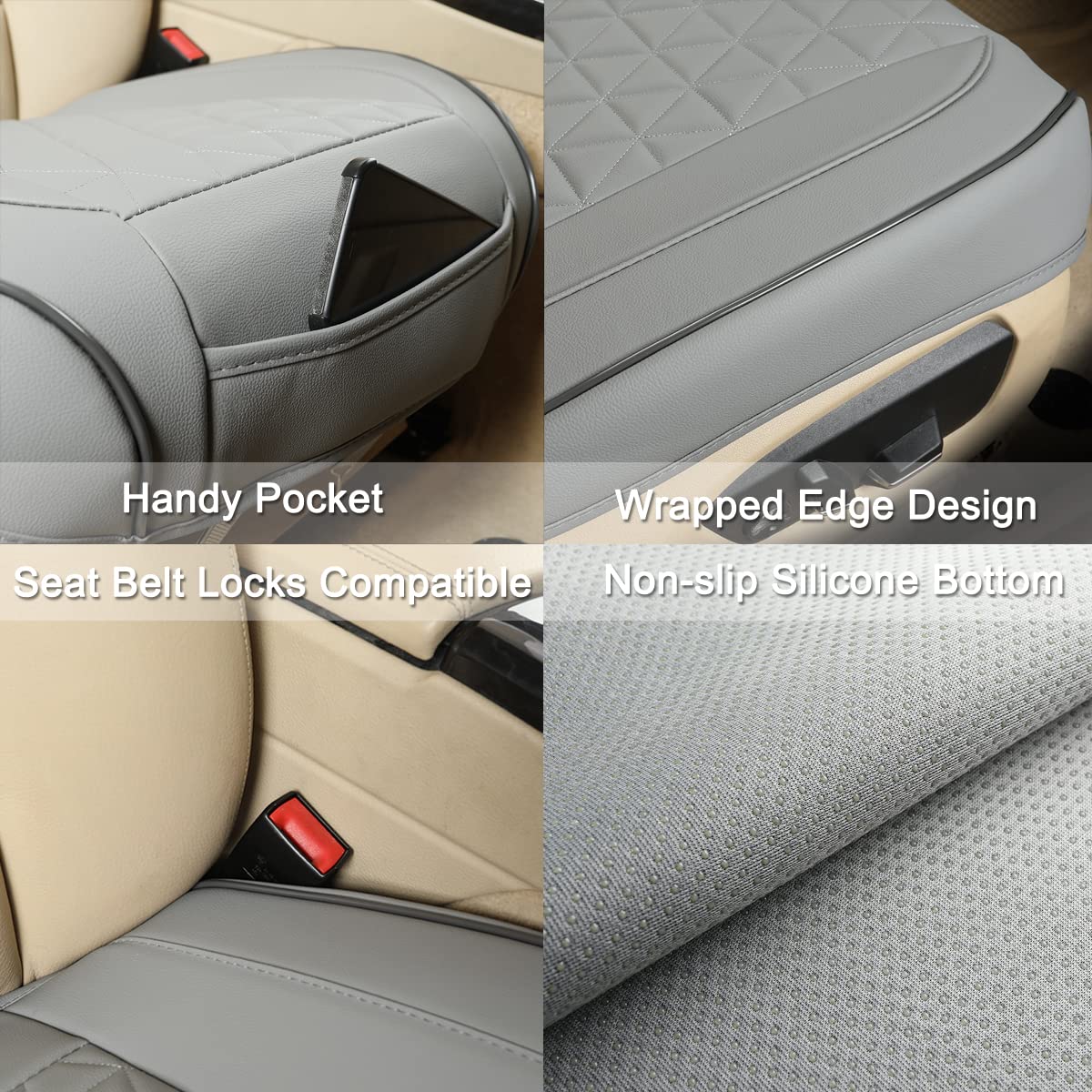 Foto 5 pulgar | Funda De Asiento De Coche Black Panther Luxury De Piel Sintética Gris - Venta Internacional.