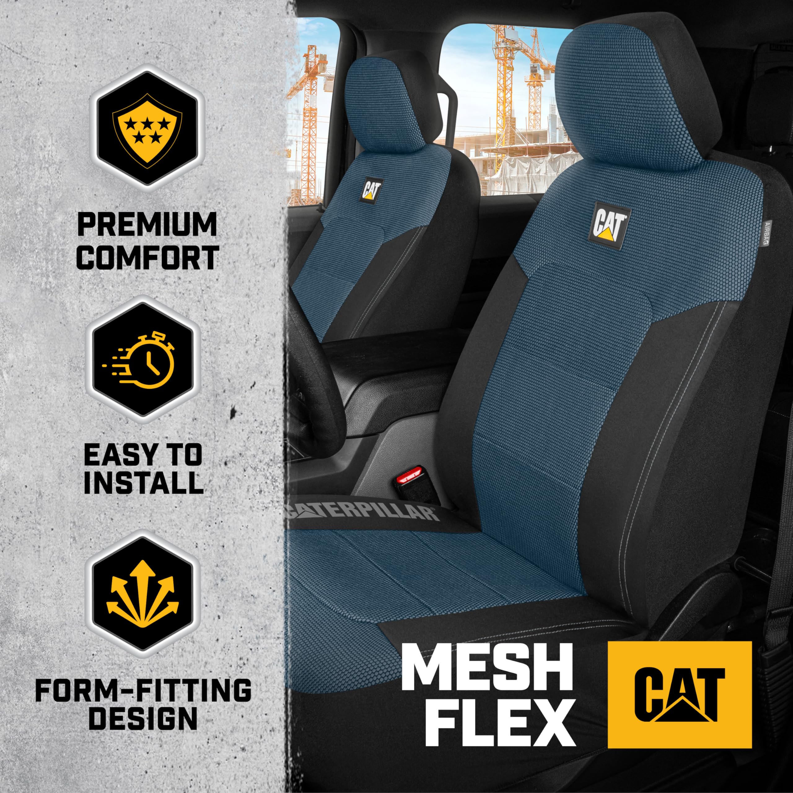 Foto 3 pulgar | Fundas De Asiento Cat Meshflex Azules Y Negras Para Automóviles, Camiones Y Suv - Venta Internacional.