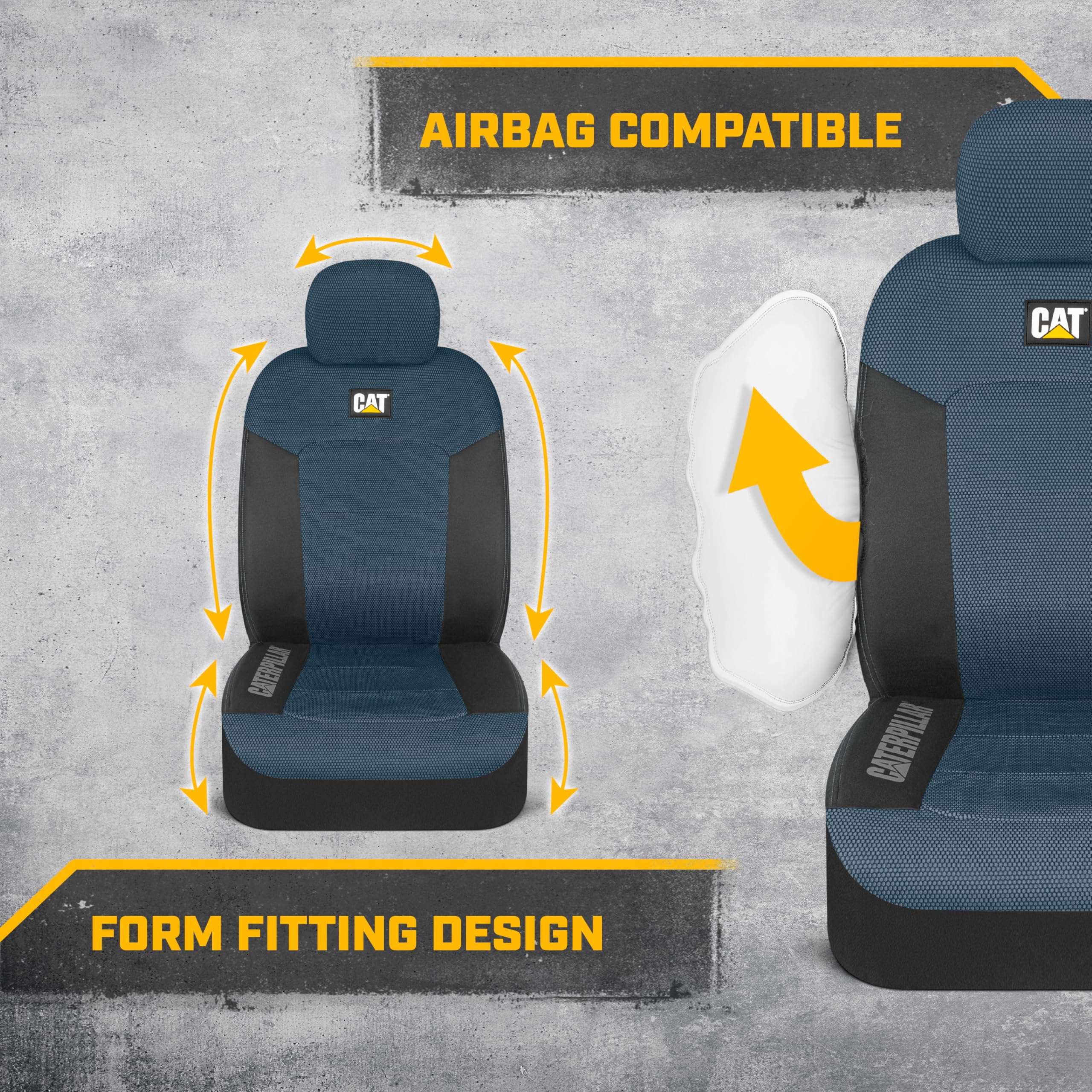 Foto 5 pulgar | Fundas De Asiento Cat Meshflex Azules Y Negras Para Automóviles, Camiones Y Suv - Venta Internacional.