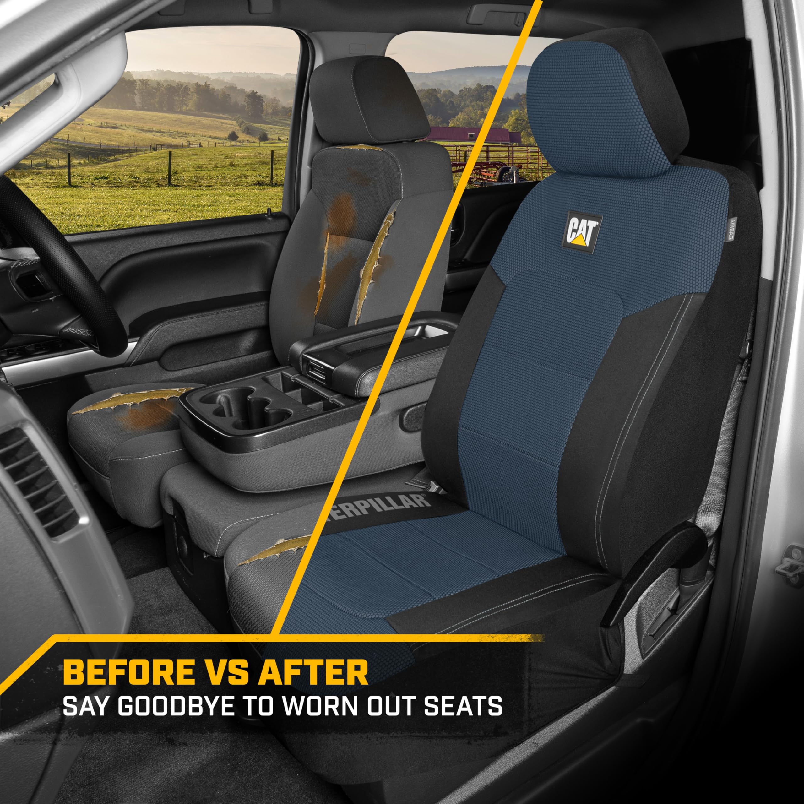 Foto 7 pulgar | Fundas De Asiento Cat Meshflex Azules Y Negras Para Automóviles, Camiones Y Suv - Venta Internacional.