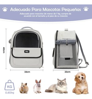 Foto 2 | Mochila Trasportadora Belug Para Mascotas Gris Cierre Negro