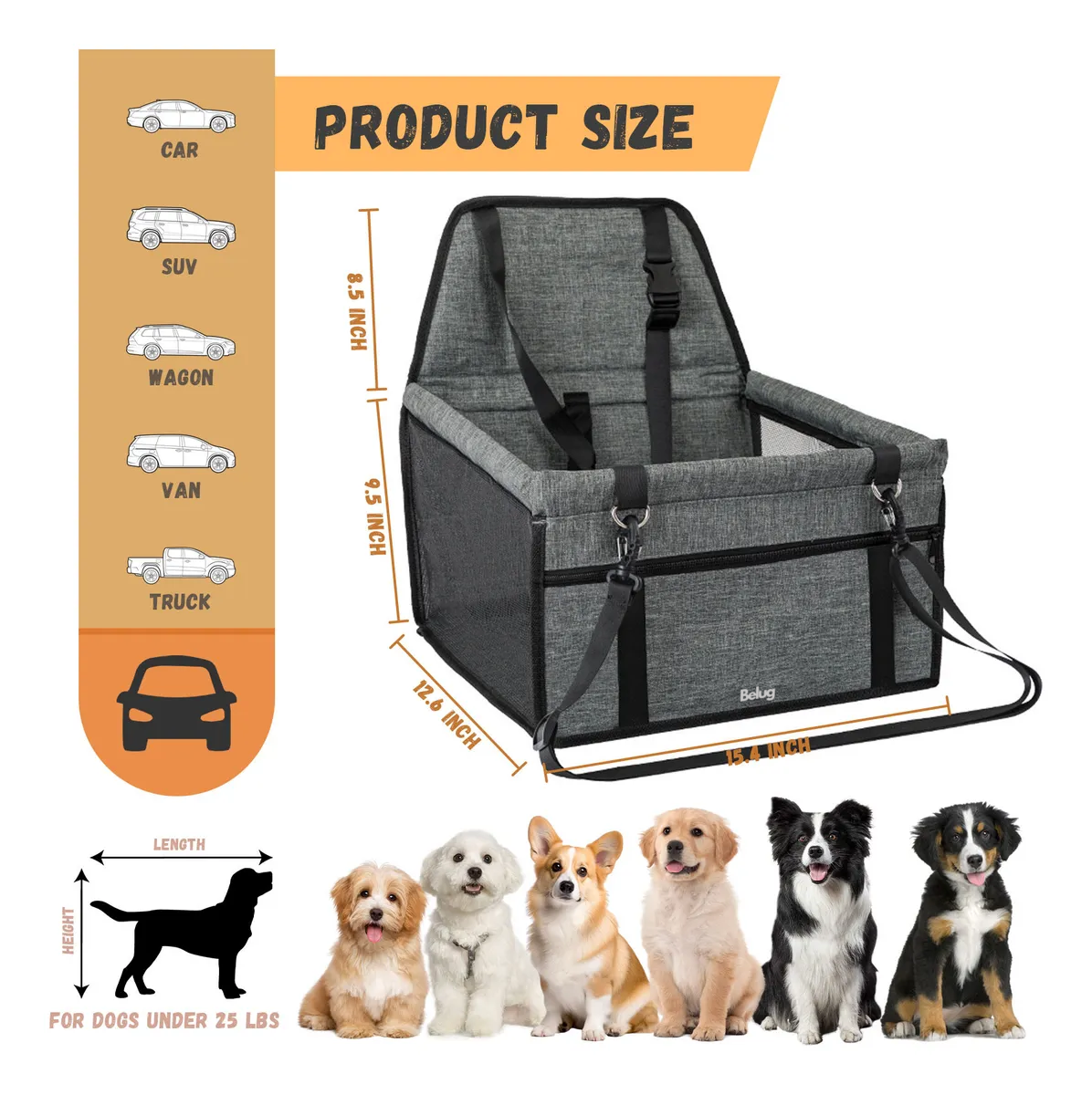Foto 3 pulgar | Asientos De Automóvil Para Mascota  Gris