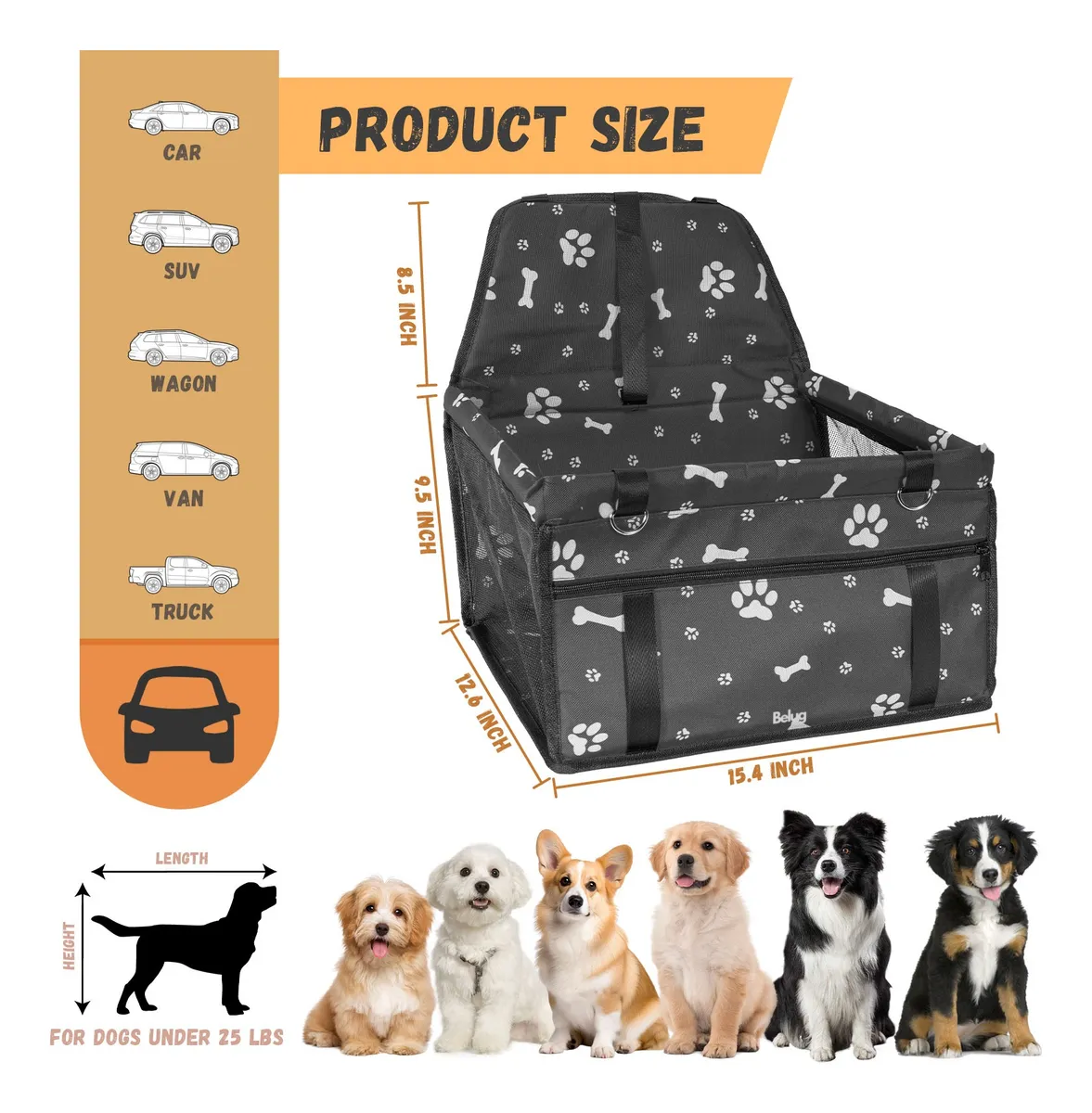 Foto 5 pulgar | Asientos De Coche Para Mascotas, Belug Perros O Gatos Negro